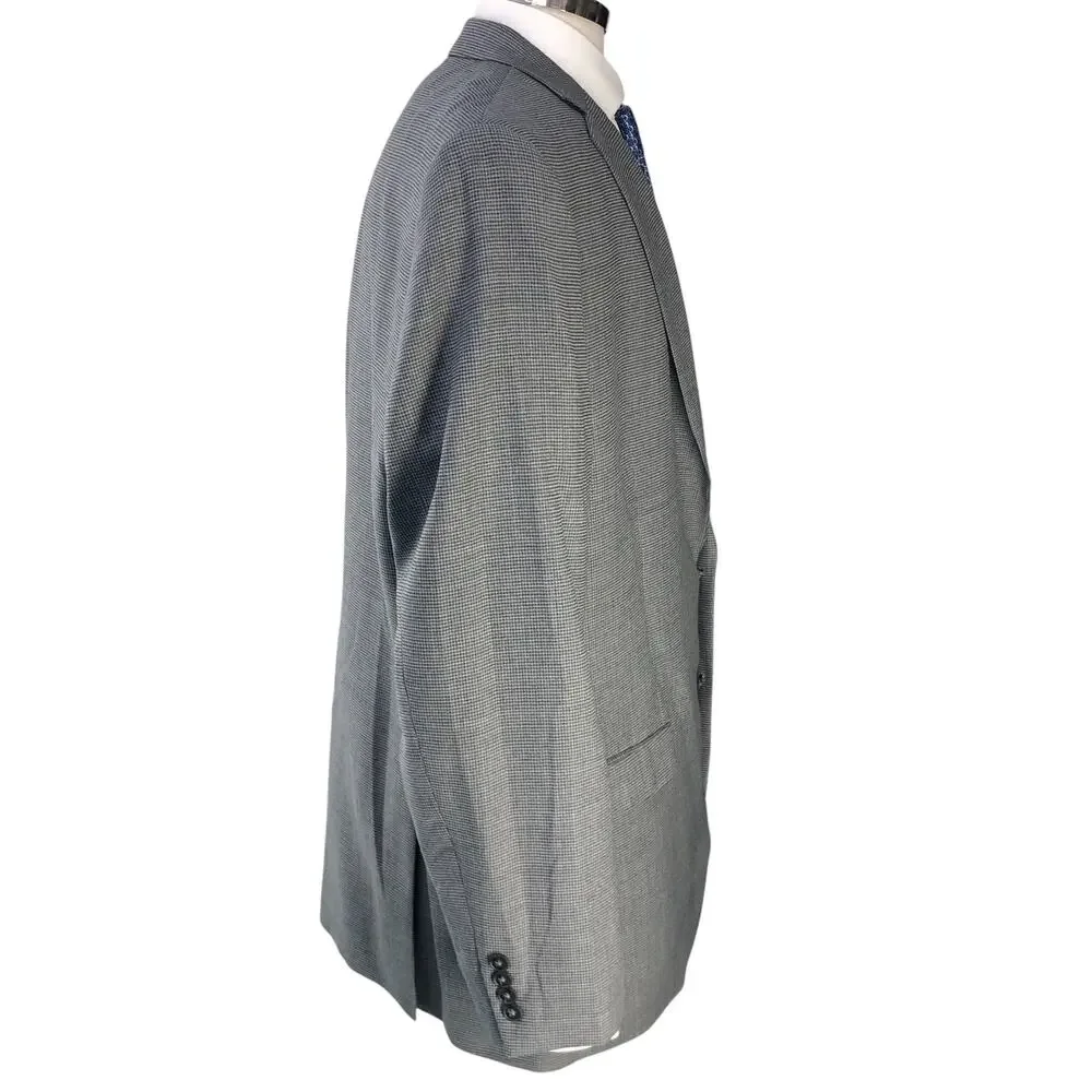 Calvin Klein Mens Size 48L Sport Coat Blazer Jacket Micro Check Gray